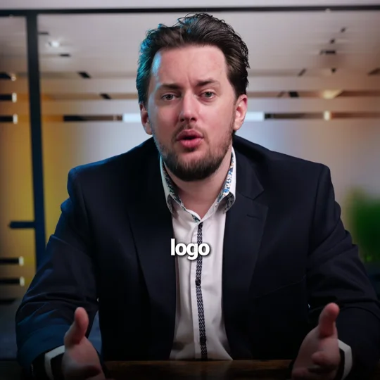 Marketing presenter with supporting visuals